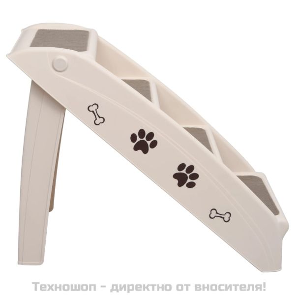 Сгъваеми стълби за кучета, кремави, 62x40x49,5 см
