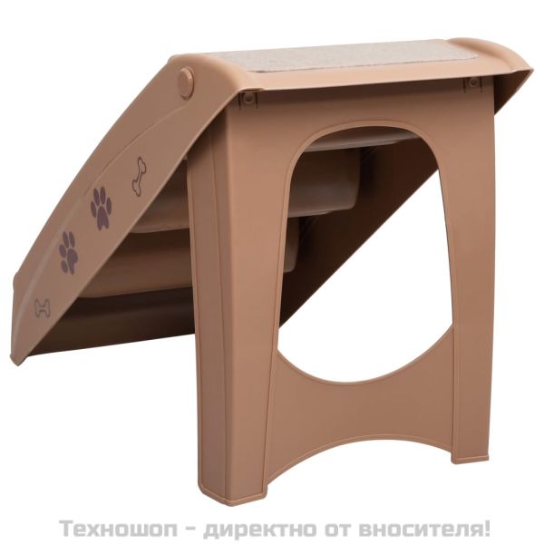 Сгъваеми стълби за кучета, кафяви, 62x40x49,5 см