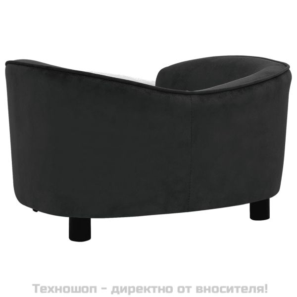Кучешки диван, черен, 69x49x40 см, плюш