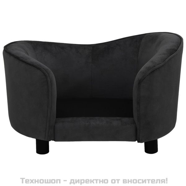 Кучешки диван, черен, 69x49x40 см, плюш