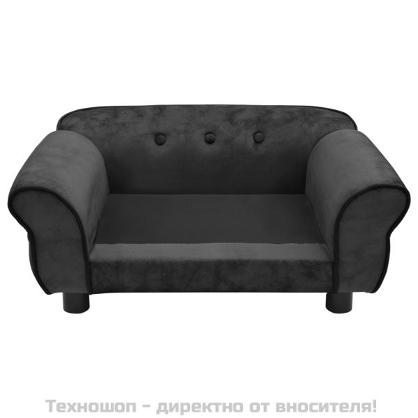 Диван за кучета, тъмносив, 72x45x30 см, плюш