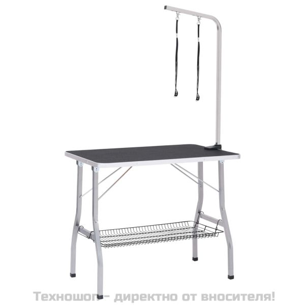 Регулируема маса за груминг на кучета с 2 каишки и кошница