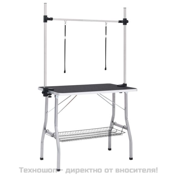 Регулируема маса за груминг на кучета с 2 каишки и кошница