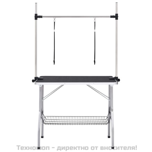 Регулируема маса за груминг на кучета с 2 каишки и кошница