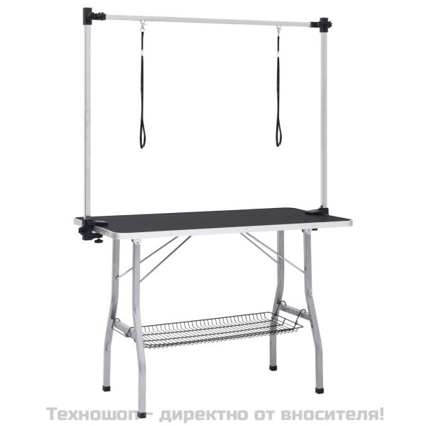 Регулируема маса за груминг на кучета с 2 каишки и кошница