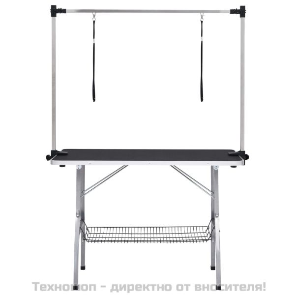 Регулируема маса за груминг на кучета с 2 каишки и кошница