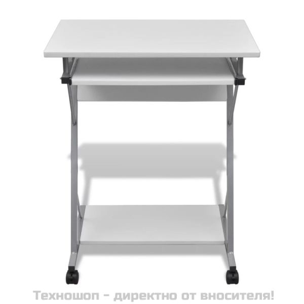 Бюро за компютър с изтеглящ плот за клавиатура, бяло