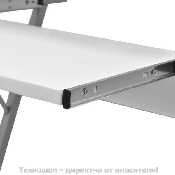 Бюро за компютър с изтеглящ плот за клавиатура, бяло