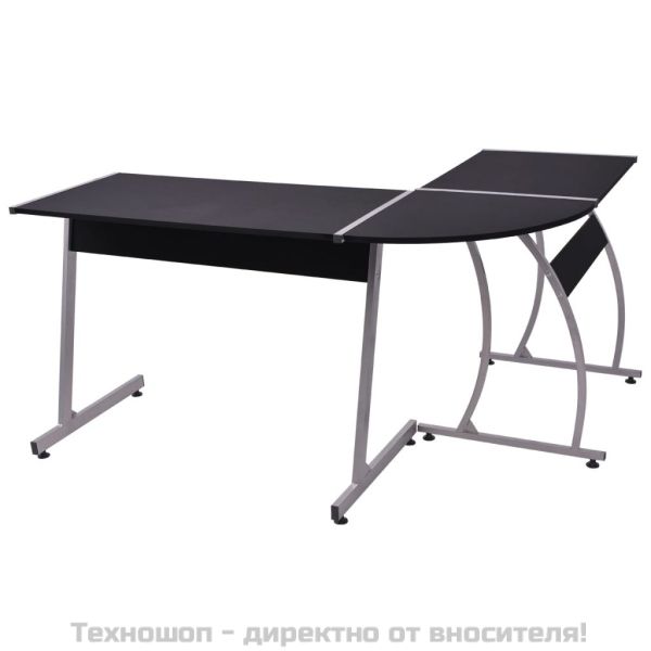 Ъглово бюро, L-образно, черно