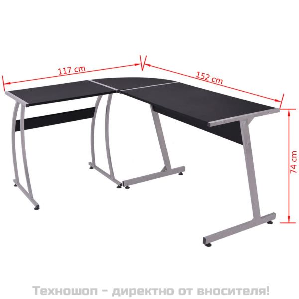 Ъглово бюро, L-образно, черно