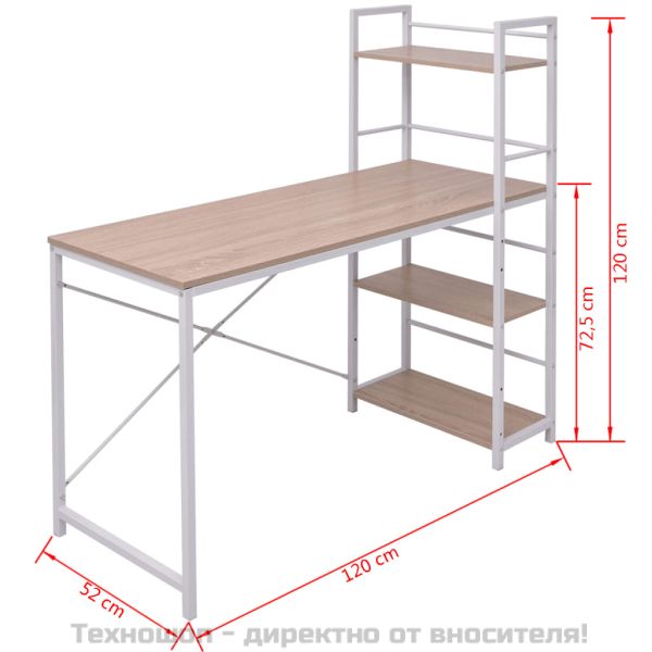 Бюро с 4 библиотечни рафта, дъб