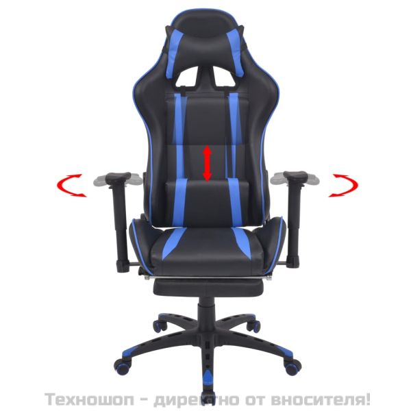 Наклоняем офис рейсинг стол с подложка за крака, синьо