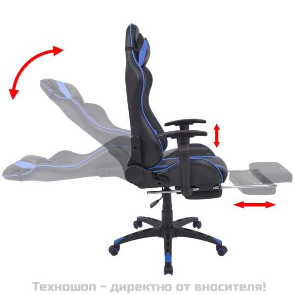 Наклоняем офис рейсинг стол с подложка за крака, синьо