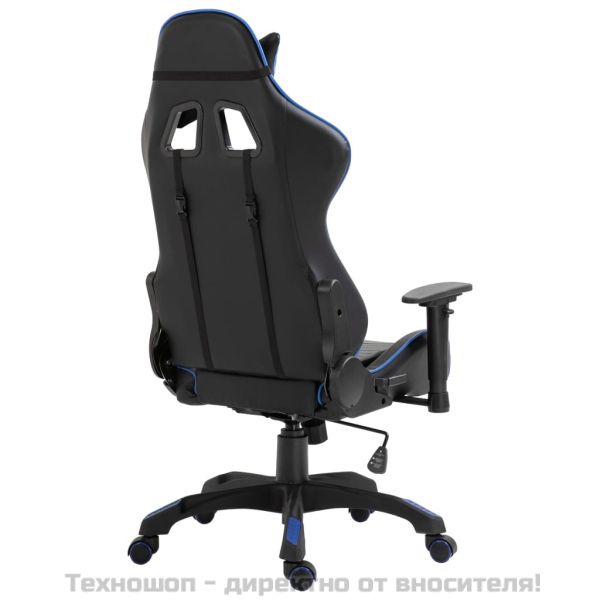 Геймърски стол, синьо, изкуствена кожа