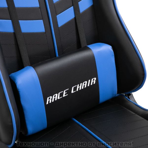 Геймърски стол, синьо, изкуствена кожа