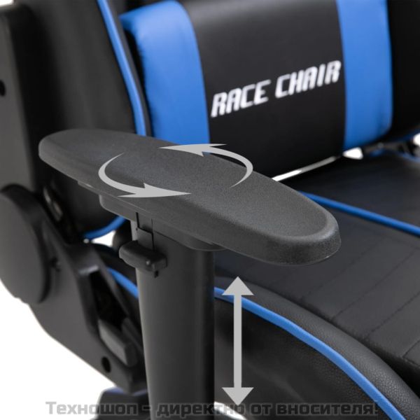 Геймърски стол, синьо, изкуствена кожа