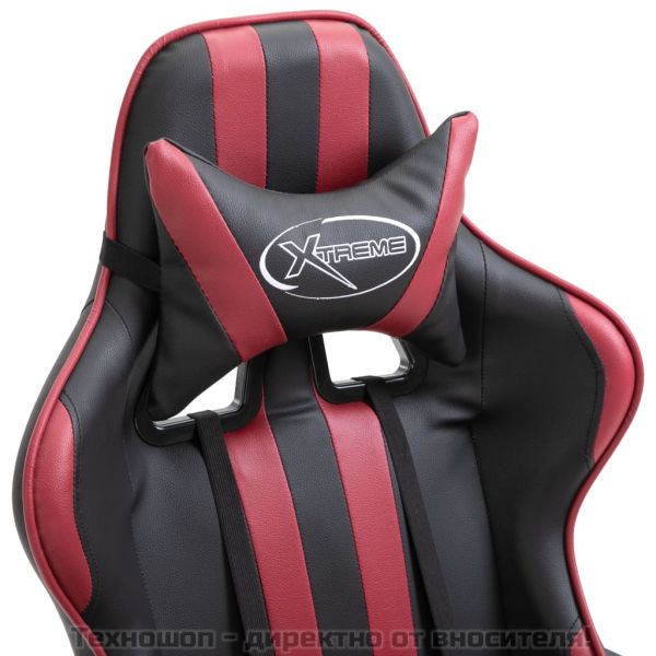 Геймърски стол, виненочервено, изкуствена кожа