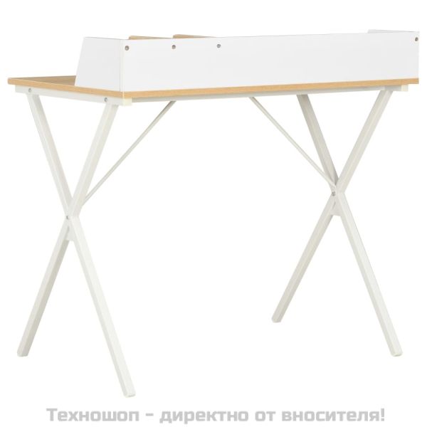 Бюро, бял и естествен цвят, 80x50x84 см