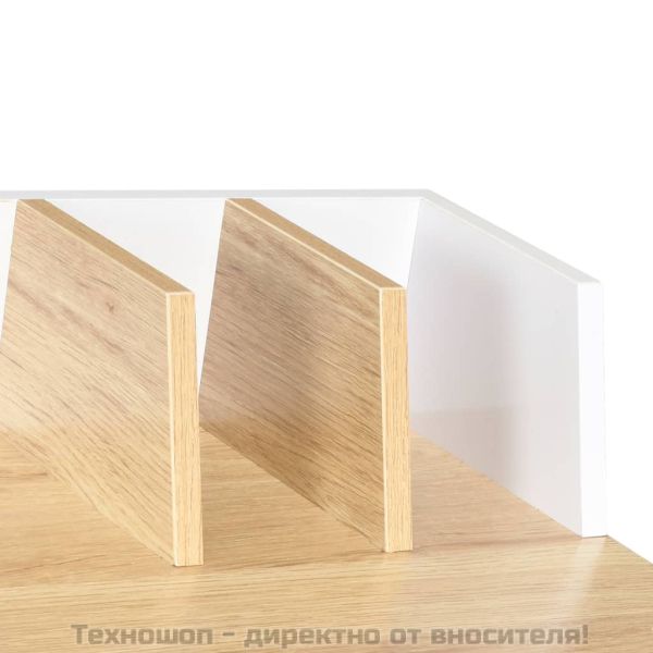 Бюро, бял и естествен цвят, 80x50x84 см