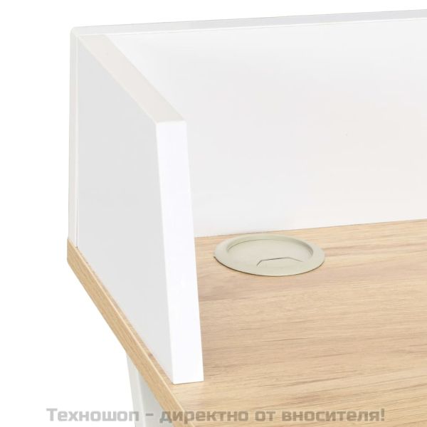 Бюро, бял и естествен цвят, 80x50x84 см