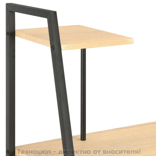 Бюро с модул с рафтове, черно и дъб, 102x50x117 см