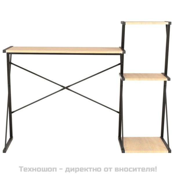 Бюро с рафт, черно и цвят дъб, 116x50x93 см