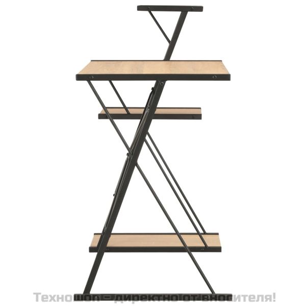 Бюро с рафт, черно и цвят дъб, 116x50x93 см