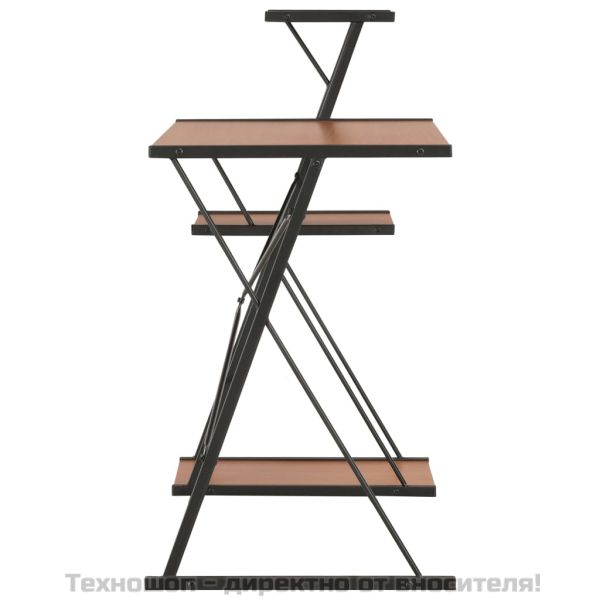 Бюро с рафт, черно и кафяво, 116x50x93 см