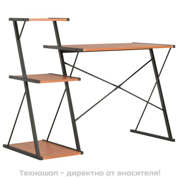 Бюро с рафт, черно и кафяво, 116x50x93 см