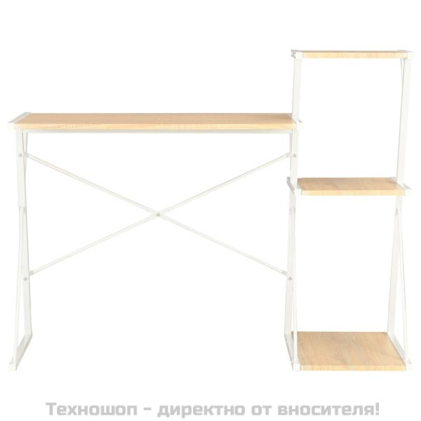 Бюро с рафт, бяло и дъб, 116x50x93 см