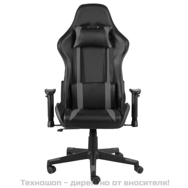 Въртящ геймърски стол, сив, PVC