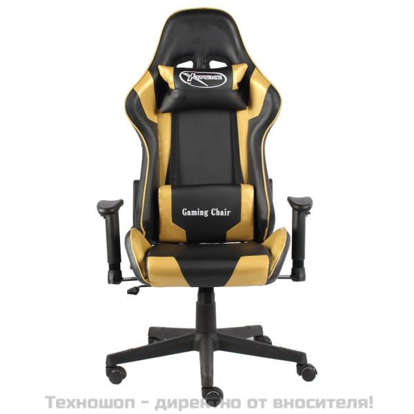 Въртящ геймърски стол, златист, PVC