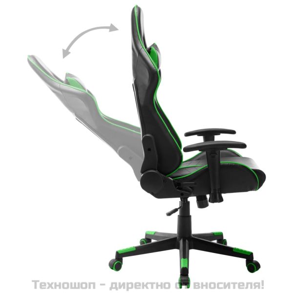 Геймърски стол, черно и зелено, изкуствена кожа
