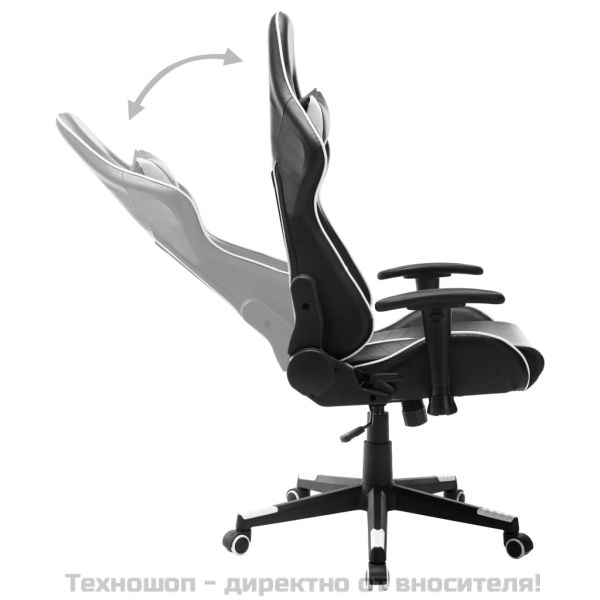 Геймърски стол, черно и бяло, изкуствена кожа