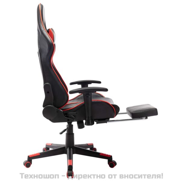 Геймърски стол с подложка крака черно и червено изкуствена кожа