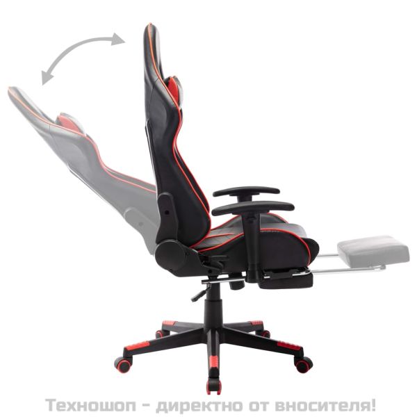 Геймърски стол с подложка крака черно и червено изкуствена кожа