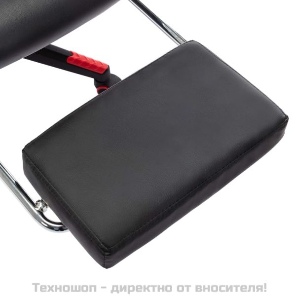 Геймърски стол с подложка крака черно и червено изкуствена кожа