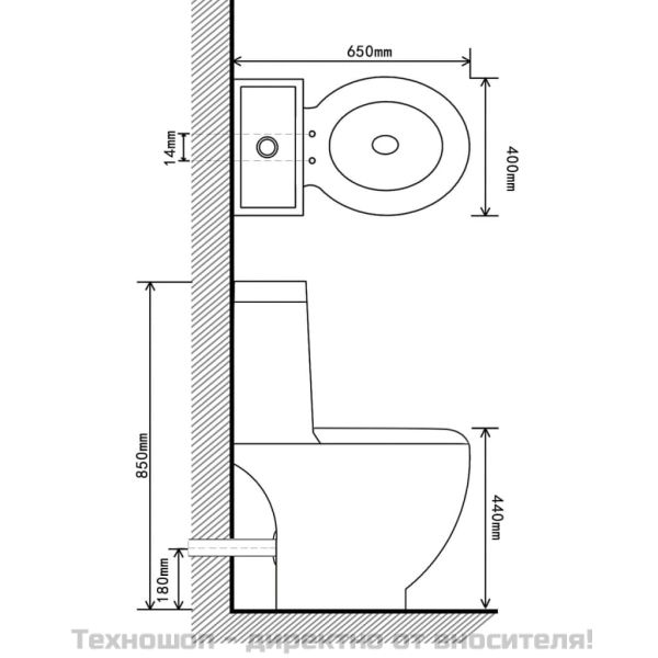 Керамична тоалетна задно оттичане бяла