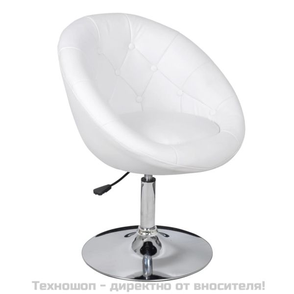 Бар табуретка, бяла, изкуствена кожа