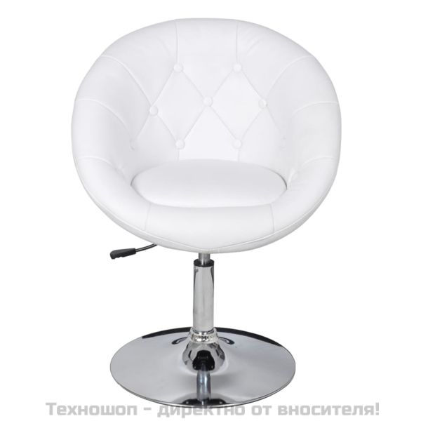 Бар табуретка, бяла, изкуствена кожа