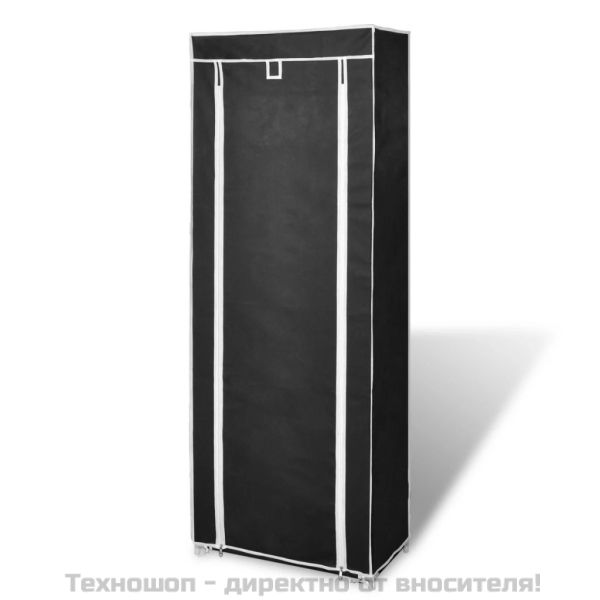Платнен шкаф за обувки с покривало 57 х 29 х 162 см, черен