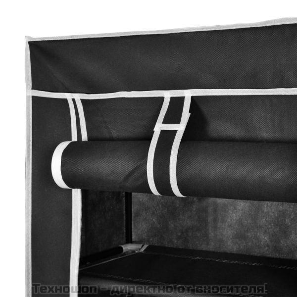 Платнен шкаф за обувки с покривало 57 х 29 х 162 см, черен