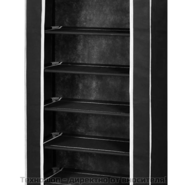 Платнен шкаф за обувки с покривало 57 х 29 х 162 см, черен