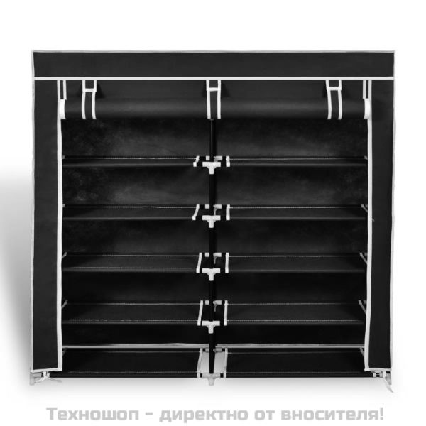 Платнен шкаф за обувки с покривало 115 х 28 х 110 см, черен