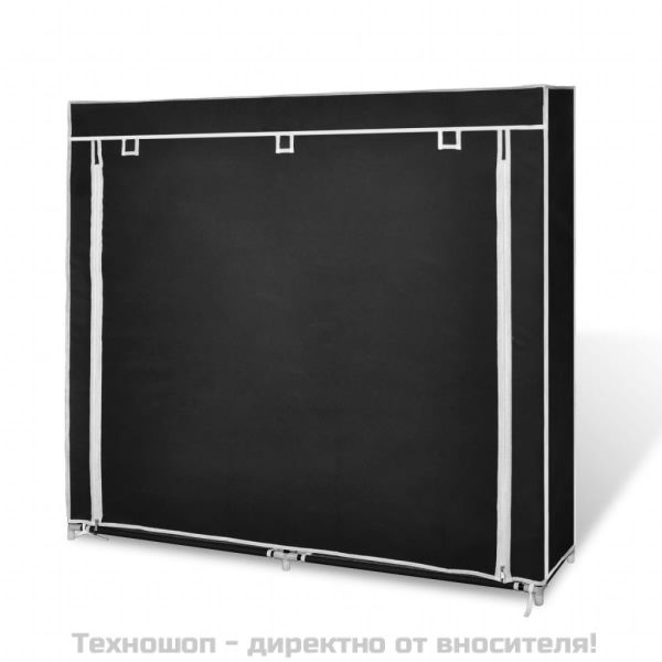 Платнен шкаф за обувки с покривало 115 х 28 х 110 см, черен
