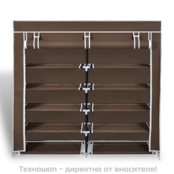 Платнен шкаф за обувки с покривало 115 х 28 х 110 см, кафяв