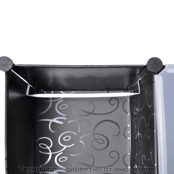 Модулен шкаф с 14 отделения, черно и бяло, 37x146x180,5 см