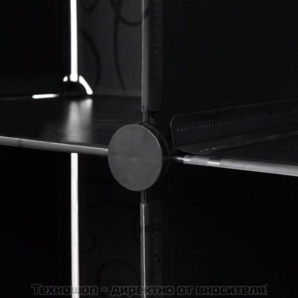 Модулен шкаф с 18 отделения, черно и бяло, 37x146x180,5 см