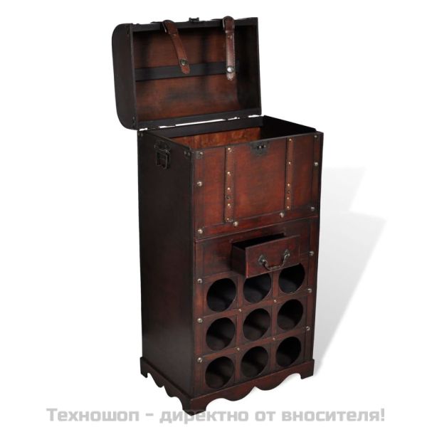 Дървен шкаф за вино със стойка за 9 бутилки