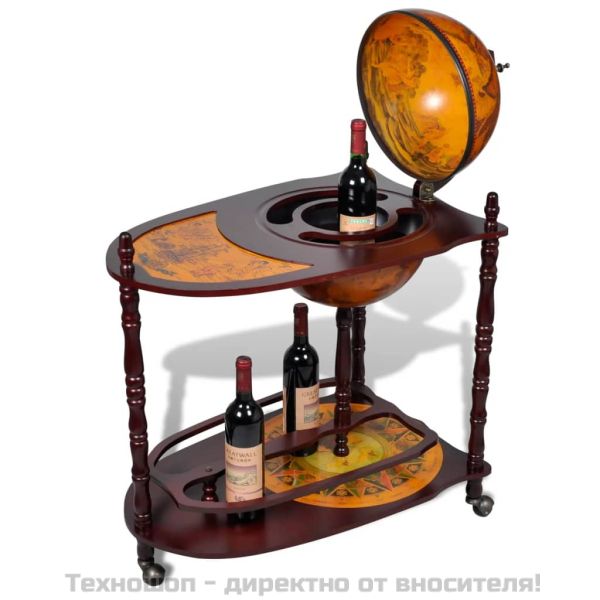 Глобус бар стойка за вино, евкалиптово дърво, свободностоящ